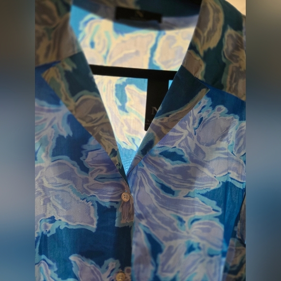 NWT Natori Misty Floral Cotton Halter Shirt Dress ~ Size Large - Picture 8 of 10